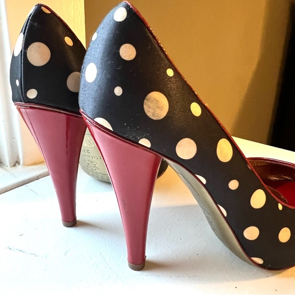 Dolce & Gabbana Black and White Polka Dot Peep Toe Pumps - Picture 9 of 10